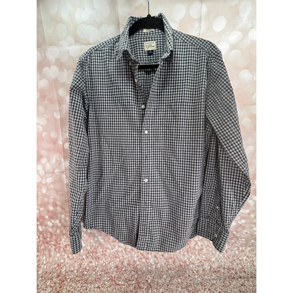J Crew Mens Classic Fit Button Down Long Sleeve Gingham Shirt‎